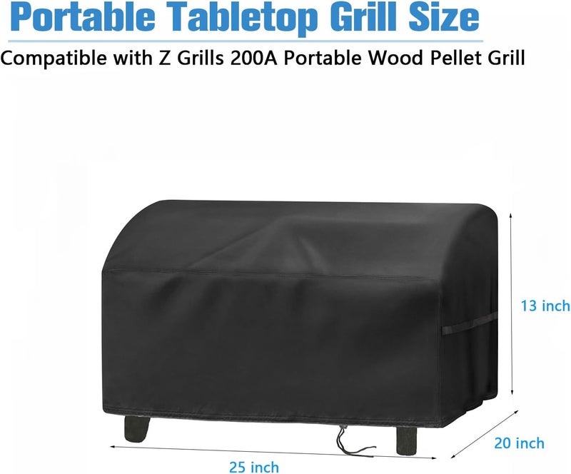 Jungda Grill Cover for Z Grills Cruiser 200a Portable Pellet Grill,Waterproof Small Tabletop BBQ Grill Covers - 25 x 20 x 13 Inch - Image 2